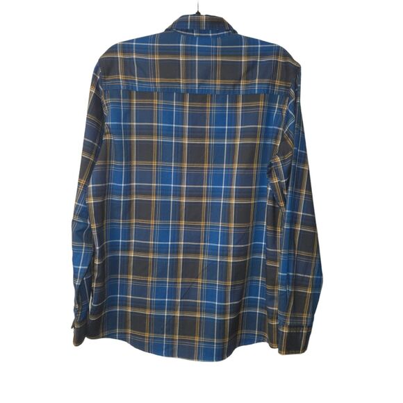 Swiss Tech Mens Medium 38-40 Button Down Shirt Flannel Blue Brown Plaid - Picture 3 of 11